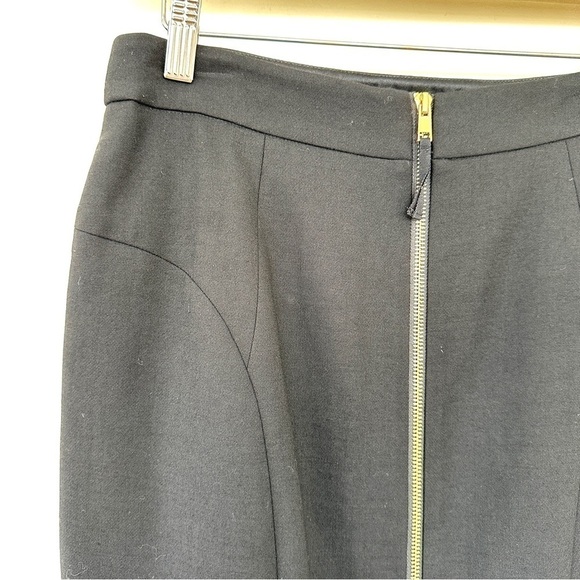 Pencil skirt with  exposed gold zipper at centre back, wool, lined, midi length - Picture 6 of 11